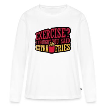 Exercice Extra Fries Citation - T-shirt manches longues Premium bio Femme - blanc - Devant - Julia (174cm)