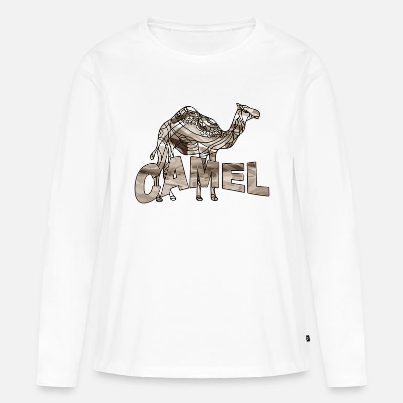 Kamel - Frauen Premium Bio Langarmshirt - Weiß