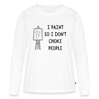 JE PEINS POUR NE PAS ÉTOUFFER LES GENS - T-shirt manches longues Premium bio Femme - blanc - Devant - Julia (174cm)