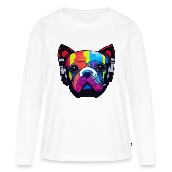 Musique Dog Artwork Design - T-shirt manches longues Premium bio Femme - blanc - Devant - Julia (174cm)
