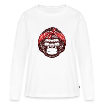Singe - T-shirt manches longues Premium bio Femme - blanc - Devant - Julia (174cm)