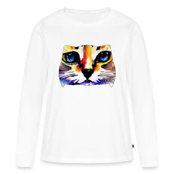 Katzengesicht 6 - Frauen Premium Bio Langarmshirt - Weiß - Vorne - Julia (174cm)