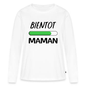 Bientot maman - T-shirt manches longues Premium bio Femme - blanc - Devant - Julia (174cm)