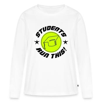 Students run this - Frauen Premium Bio Langarmshirt - Weiß - Vorne - Julia (174cm)