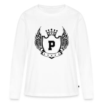 Wappen P - Frauen Premium Bio Langarmshirt - Weiß - Vorne - Julia (174cm)
