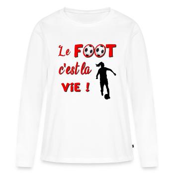 le foot c est la vie - T-shirt manches longues Premium bio Femme - blanc - Devant - Julia (174cm)