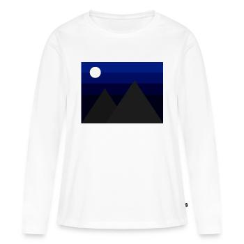Montagnes minimalistes sous le ciel nocturne - T-shirt manches longues Premium bio Femme - blanc - Devant - Julia (174cm)