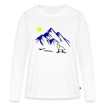 Loup Pleine Lune - T-shirt manches longues Premium bio Femme - blanc - Devant - Julia (174cm)