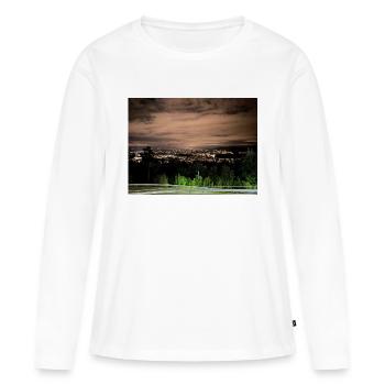 Oslo la nuit - T-shirt manches longues Premium bio Femme - blanc - Devant - Julia (174cm)