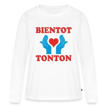 BIENTOT TONTON - T-shirt manches longues Premium bio Femme - blanc - Devant - Julia (174cm)