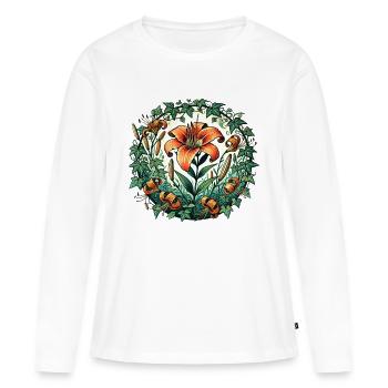 Lys tigré - T-shirt manches longues Premium bio Femme - blanc - Devant - Julia (174cm)