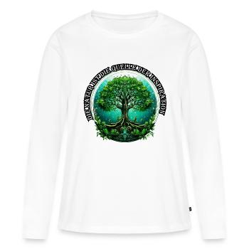 Natur Quelle der Inspiration - Frauen Premium Bio Langarmshirt - Weiß - Vorne - Julia (174cm)