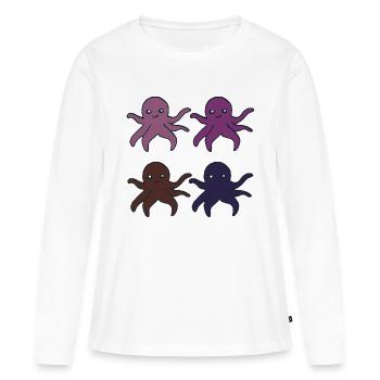 Pieuvre 4 plis - T-shirt manches longues Premium bio Femme - blanc - Devant - Julia (174cm)