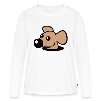 Souris Grand Nez Trou Inférieur Trou De Souris Peeps Mignon - T-shirt manches longues Premium bio Femme - blanc - Devant - Julia (174cm)