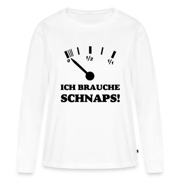 ICH BRAUCHE SCHNAPS - Frauen Premium Bio Langarmshirt - Weiß - Vorne - Julia (174cm)
