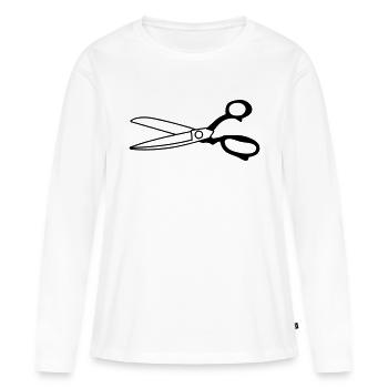 Schere - Frauen Premium Bio Langarmshirt - Weiß - Vorne - Julia (174cm)