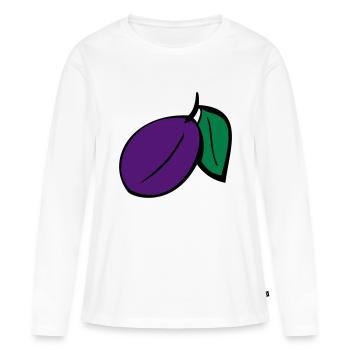 Prune - T-shirt manches longues Premium bio Femme - blanc - Devant - Julia (174cm)