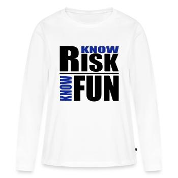 connaître les risques - de connaître le plaisir - T-shirt manches longues Premium bio Femme - blanc - Devant - Julia (174cm)