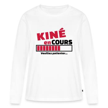 kiné en cours - T-shirt manches longues Premium bio Femme - blanc - Devant - Julia (174cm)