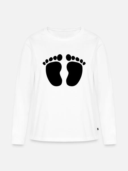Babyfüße - Frauen Premium Bio Langarmshirt - Weiß