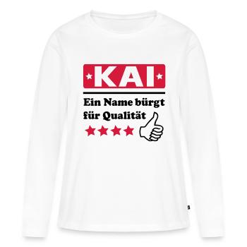 kai - Frauen Premium Bio Langarmshirt - Weiß - Vorne - Julia (174cm)