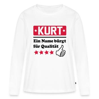 kurt - T-shirt manches longues Premium bio Femme - blanc - Devant - Julia (174cm)