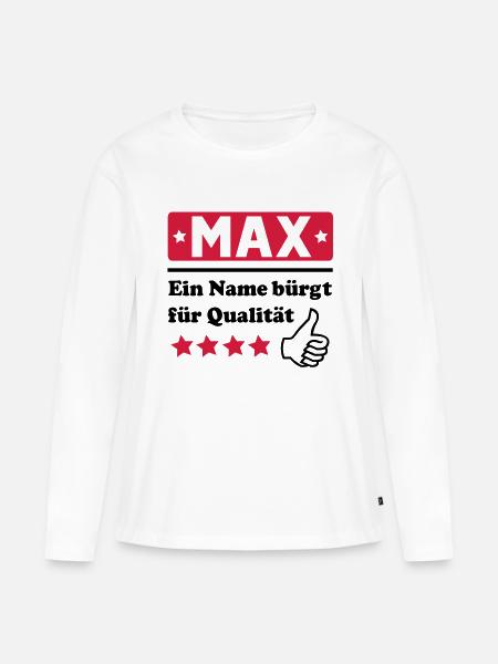 max - Frauen Premium Bio Langarmshirt - Weiß