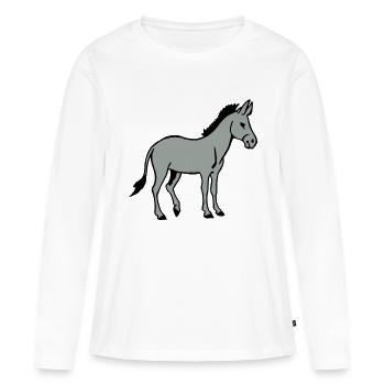 Âne - T-shirt manches longues Premium bio Femme - blanc - Devant - Julia (174cm)