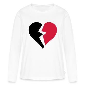 Liebe Herz Herzen Pause Pause Pause - Frauen Premium Bio Langarmshirt - Weiß - Vorne - Julia (174cm)