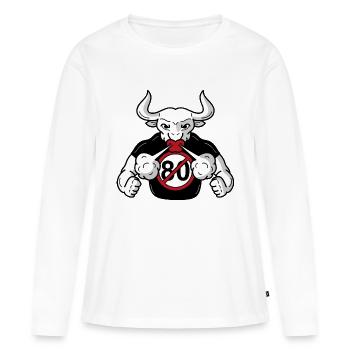 On est pas des vaches à lait 80 km h - T-shirt manches longues Premium bio Femme - blanc - Devant - Julia (174cm)