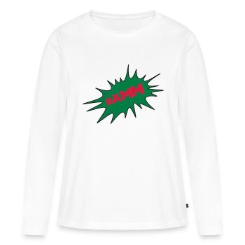 Bääm, Sprechblase, Comic, Cartoon, Gedankenblase, - Frauen Premium Bio Langarmshirt - Weiß - Vorne - Julia (174cm)