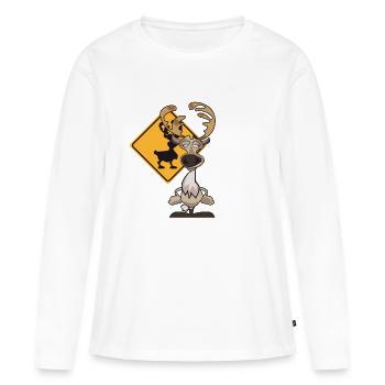 Caribou debout - T-shirt manches longues Premium bio Femme - blanc - Devant - Julia (174cm)