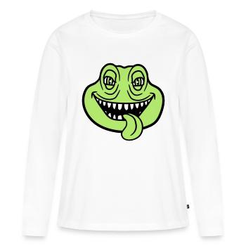 gesicht kopf monster boese schlange gefaehrlich la - Frauen Premium Bio Langarmshirt - Weiß - Vorne - Julia (174cm)