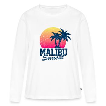Malibu Sunset vintage usé - T-shirt manches longues Premium bio Femme - blanc - Devant - Julia (174cm)