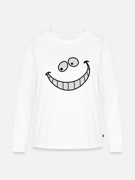 Smile - Lächeln - Grinsen - Frauen Premium Bio Langarmshirt - Weiß