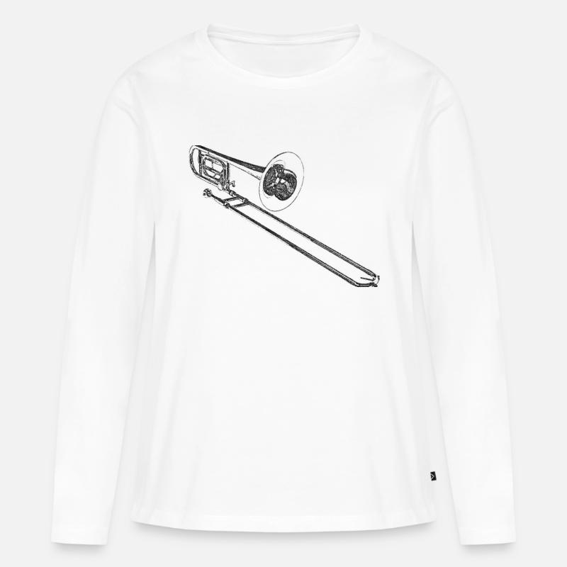 Posaune - Frauen Premium Bio Langarmshirt - Weiß