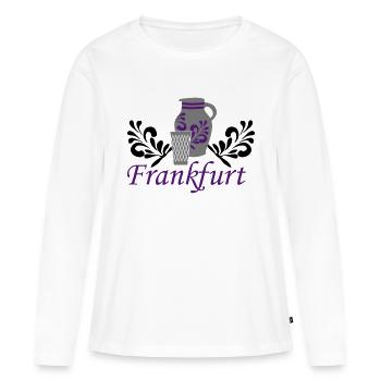 Frankfurt - Bembel - Geripptes - Frauen Premium Bio Langarmshirt - Weiß - Vorne - Julia (174cm)