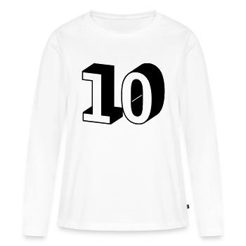 Nummer - 10 - Frauen Premium Bio Langarmshirt - Weiß - Vorne - Julia (174cm)