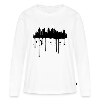 timbre couleur goutte graffiti ville métropole sil - T-shirt manches longues Premium bio Femme - blanc - Devant - Julia (174cm)