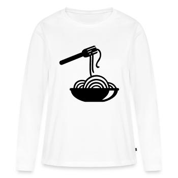 Nudeln - Frauen Premium Bio Langarmshirt - Weiß - Vorne - Julia (174cm)