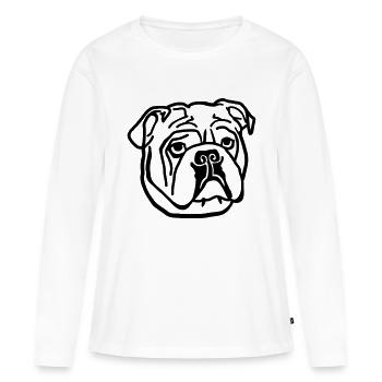 Bouledogue - T-shirt manches longues Premium bio Femme - blanc - Devant - Julia (174cm)