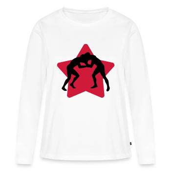 Lutte Lutteur Sport Sportif Athlète - T-shirt manches longues Premium bio Femme - blanc - Devant - Julia (174cm)