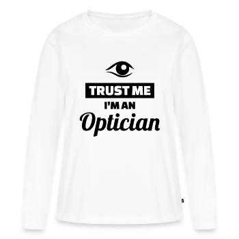 Opticien - T-shirt manches longues Premium bio Femme - blanc - Devant - Julia (174cm)