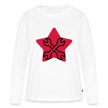 mécanique / mécanicien / mécano / garage - T-shirt manches longues Premium bio Femme - blanc - Devant - Julia (174cm)