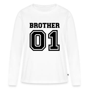 Frère - T-shirt manches longues Premium bio Femme - blanc - Devant - Julia (174cm)
