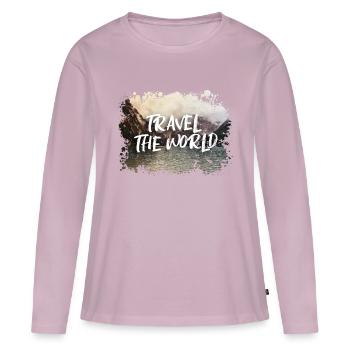 Travel The World - Women's Premium Organic Long Sleeve Shirt - dusky pink - Front - Julia (174cm)