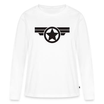 ÉTOILE MILITAIRE - T-shirt manches longues Premium bio Femme - blanc - Devant - Julia (174cm)