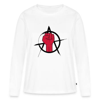 Faust Logo Anarchie Design - Frauen Premium Bio Langarmshirt - Weiß - Vorne - Julia (174cm)