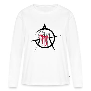 Blutige Faust Logo - Frauen Premium Bio Langarmshirt - Weiß - Vorne - Julia (174cm)