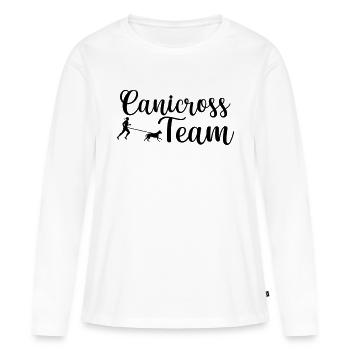 Sport de chien d'équipe Canicross - T-shirt manches longues Premium bio Femme - blanc - Devant - Julia (174cm)